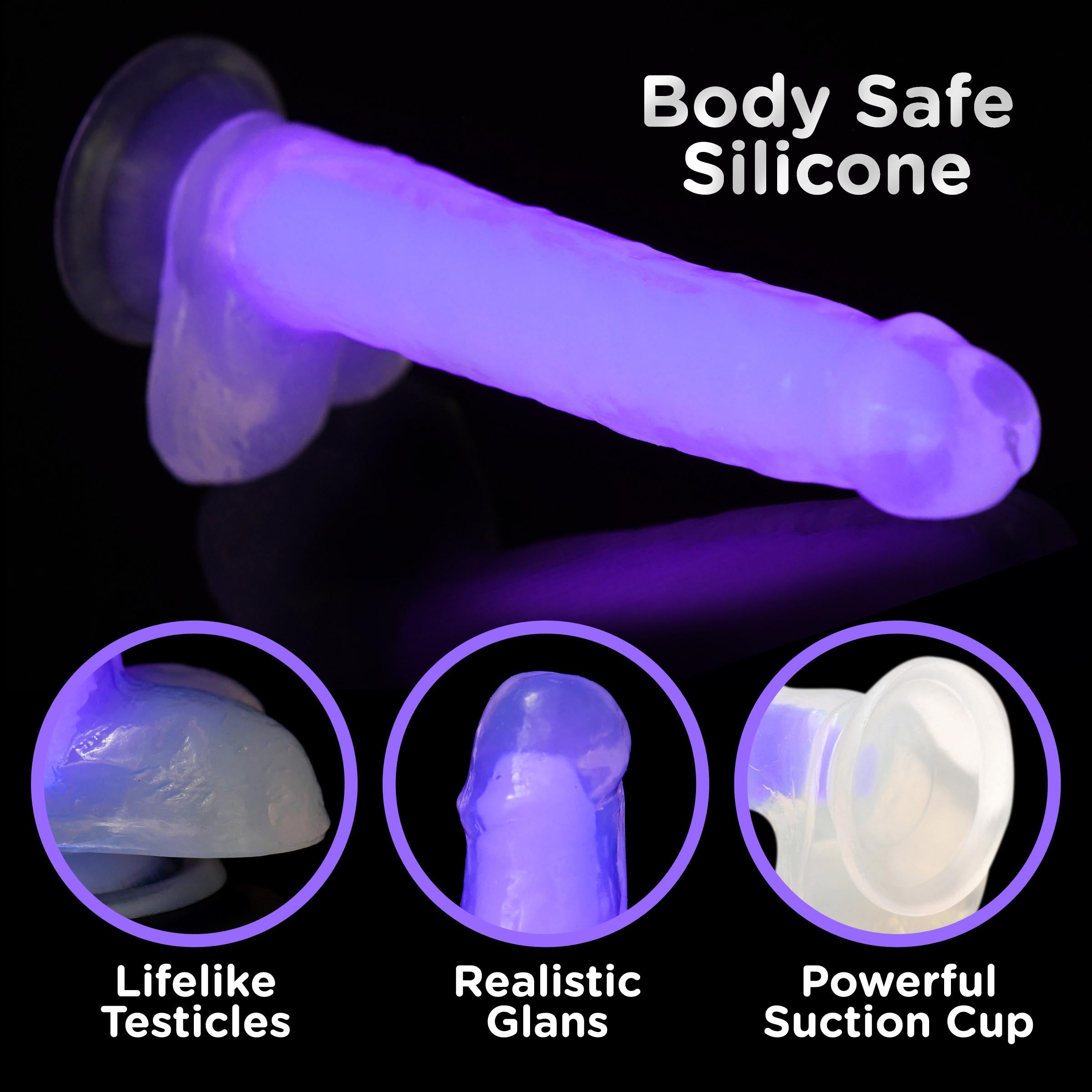 7 Inch Glow-in-the-dark Silicone Dildo With Balls