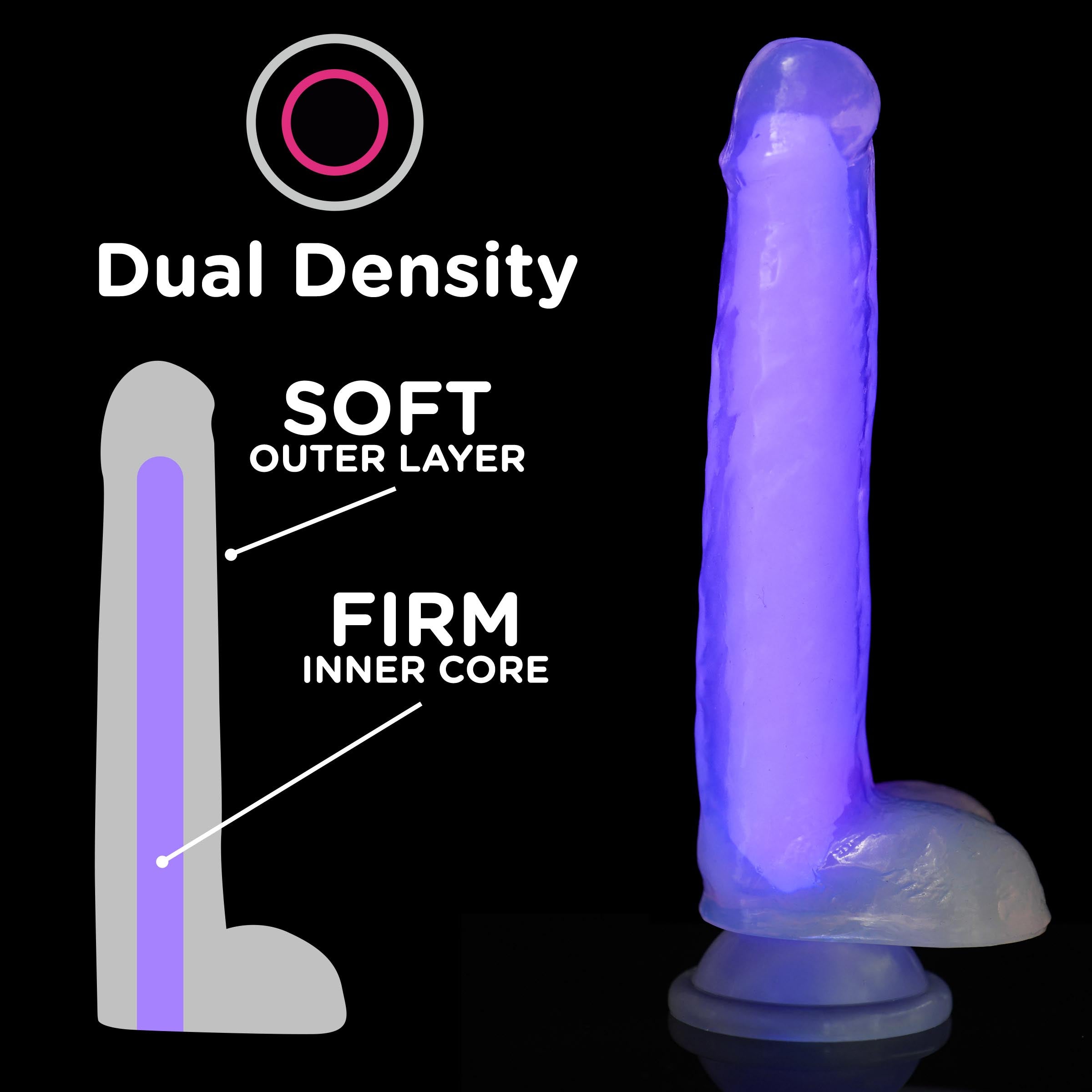 7 Inch Glow-in-the-dark Silicone Dildo With Balls