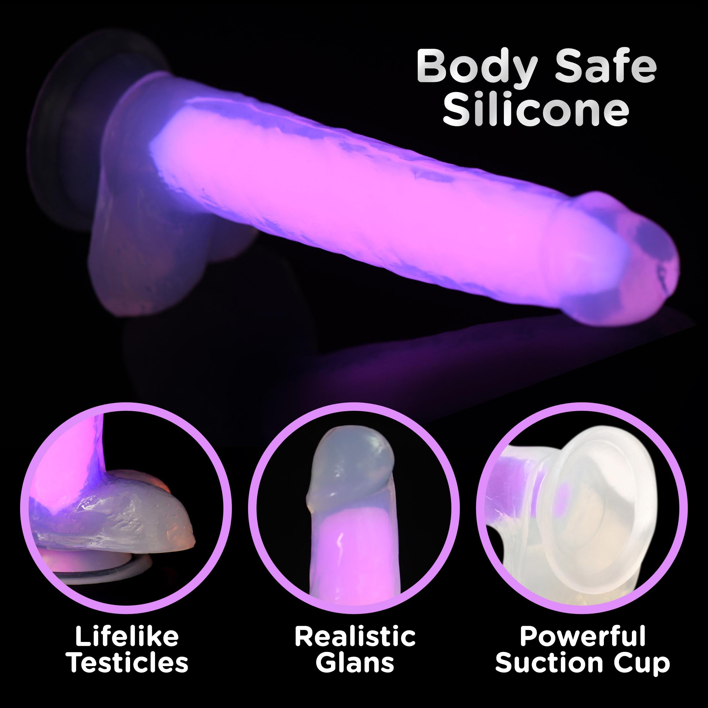 7 Inch Glow-in-the-dark Silicone Dildo With Balls