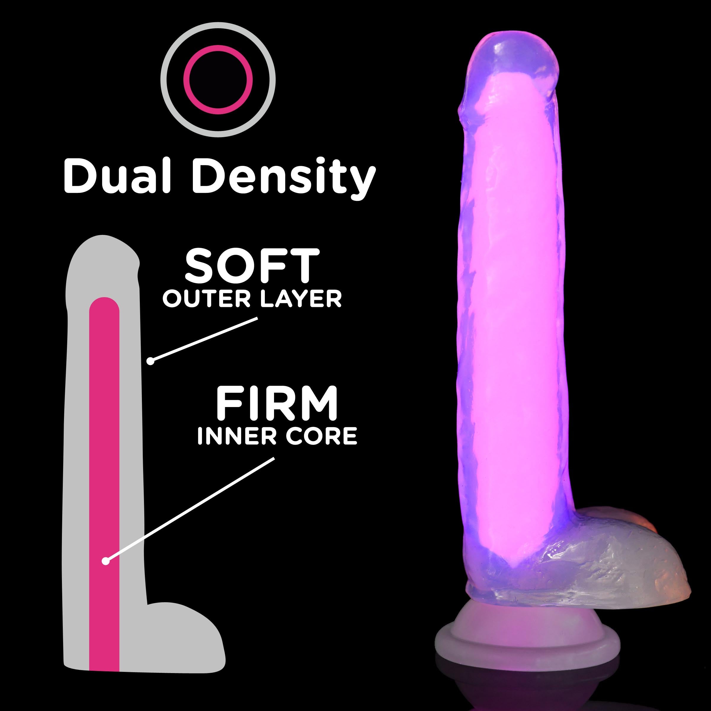 7 Inch Glow-in-the-dark Silicone Dildo With Balls