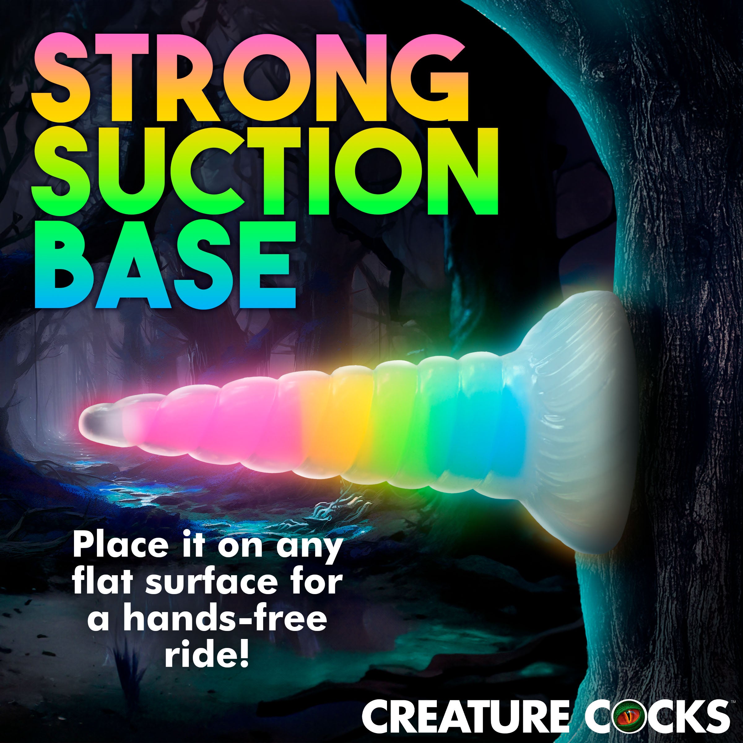 Uni-glow Glow-in-the-dark Rainbow Silicone Dildo