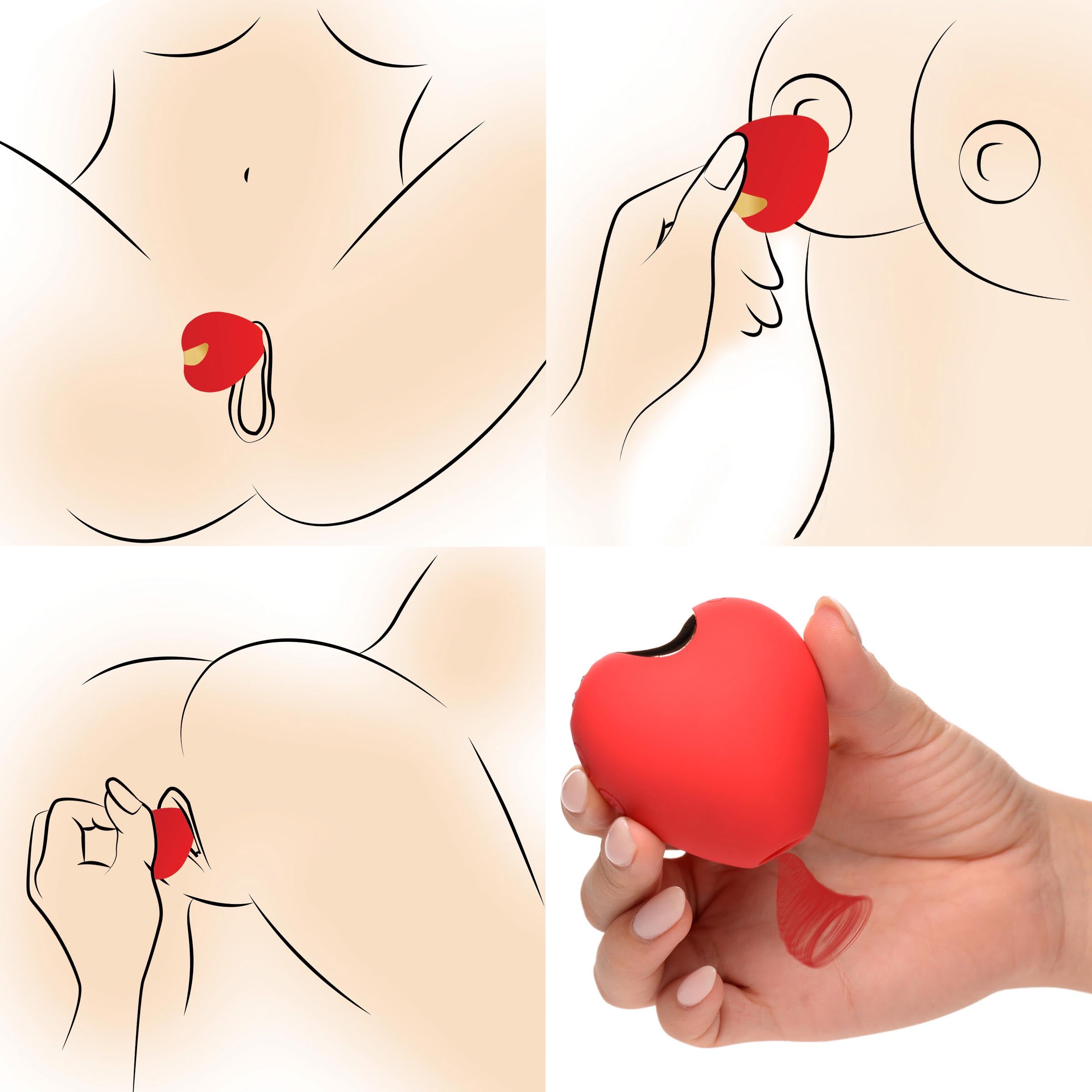 10x Silicone Heart Suction Clit Stimulator