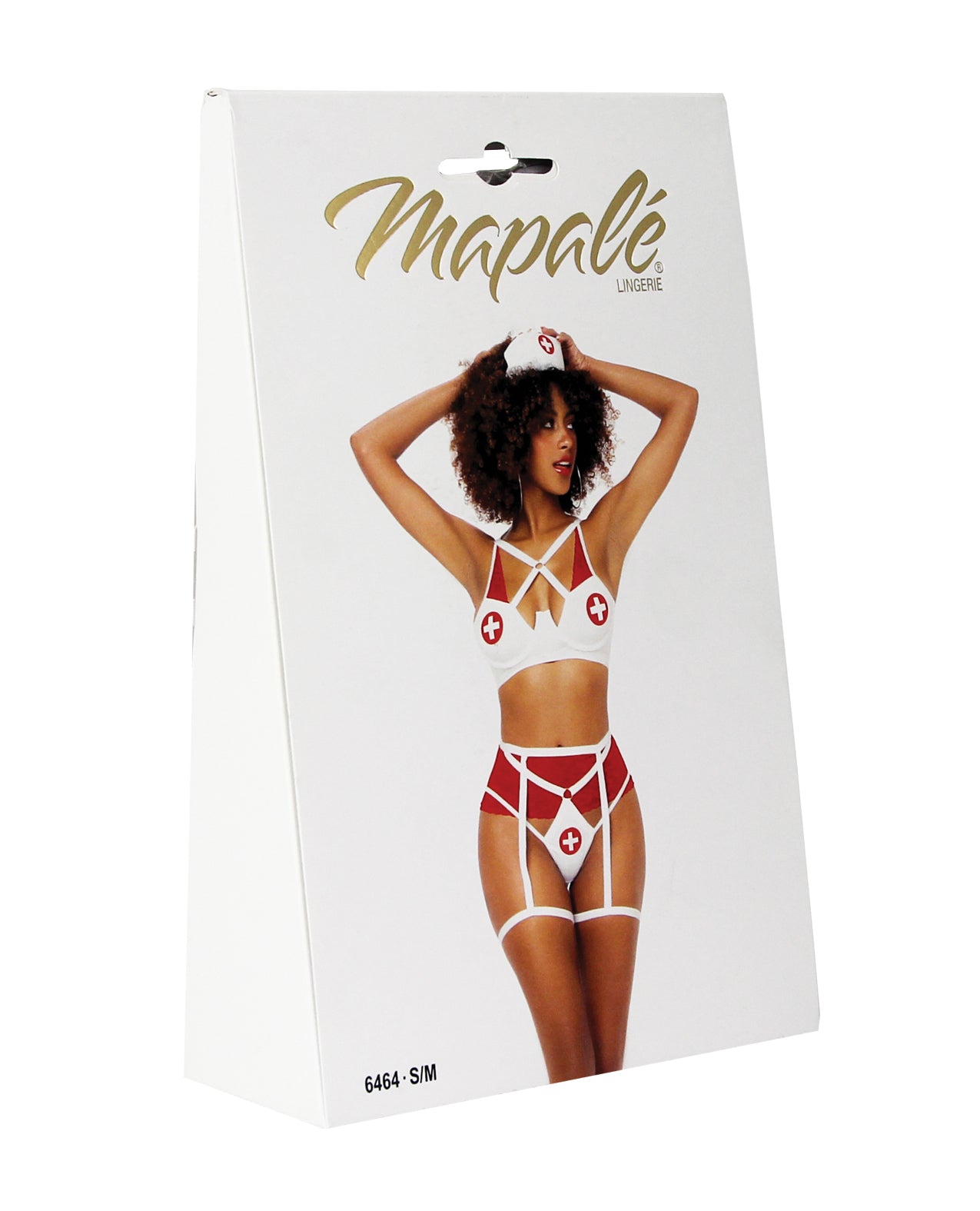 3 pc Nurse Underwire Top, Open Back Bottom w/Attached Garterbelt, & Head Piece Red/Wht