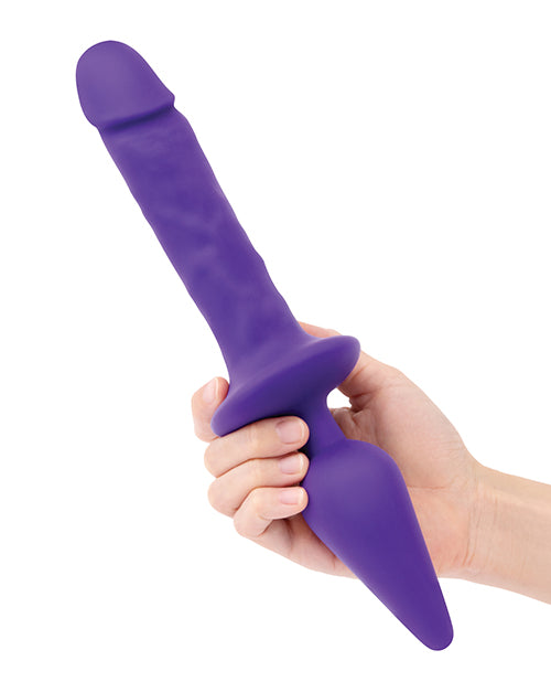 Together Double Pleasure 11" Double-Ended Dildo & Butt Plug - Purple
