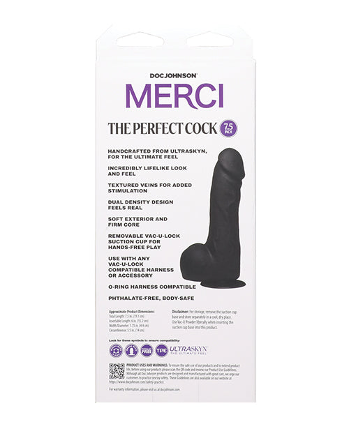 Merci The Perfect Cock 7.5" Vac-U-Lock Suction Cup - Black