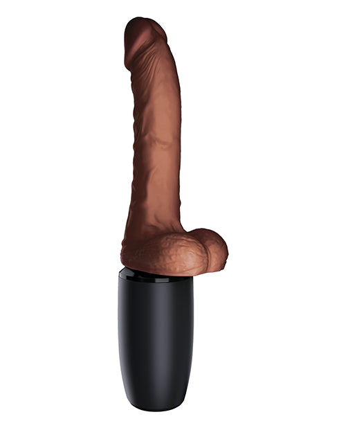 King Cock Plus Thrusting, Warming & Vibrating 7.5" Triple Threat Dong - Brown