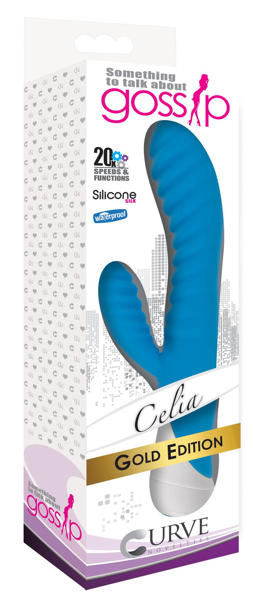 Celia 20x Ribbed Silicone Rabbit Vibe- Blue