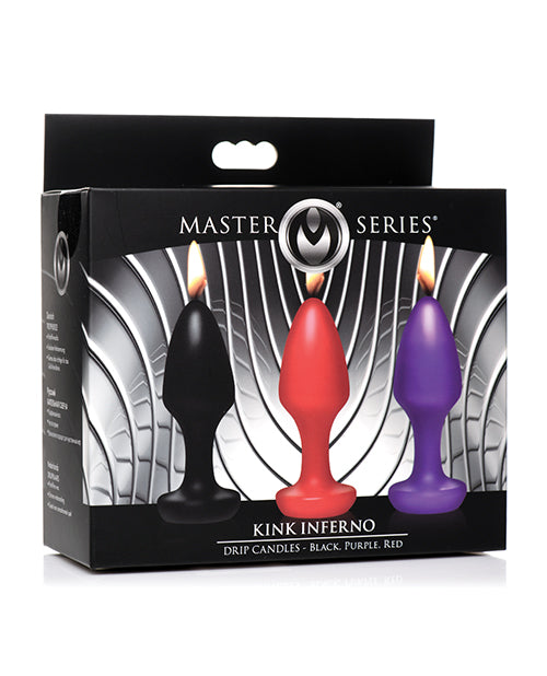 Master Series Kink Inferno Butt Plug Candles - Black/Purple/Red