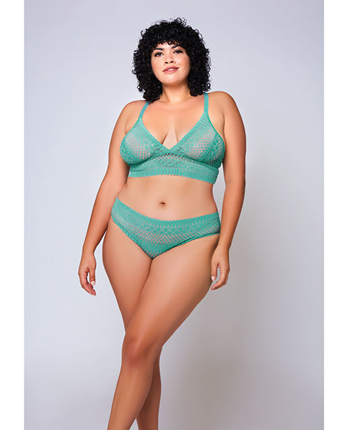 Geometric Lace Bralette &amp; Hipster Teal