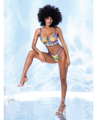 Embroidered Bralette &amp; Strappy Panty Tuscany Yellow