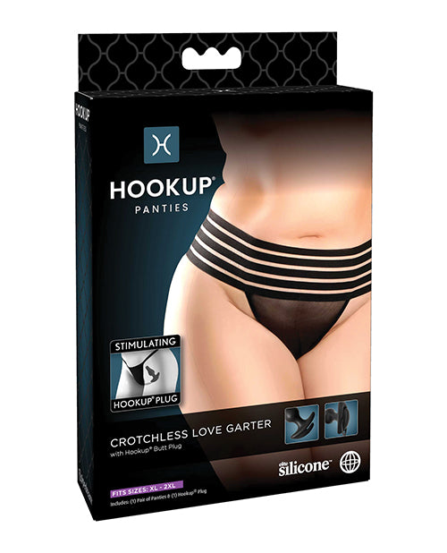 Hookup Panties Crotchless Love Garter Black