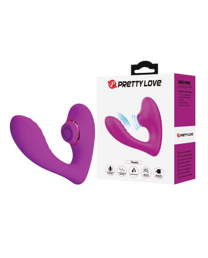 Pretty Love Nauty Thumping &amp; Vibrating Insertable Vibrator - Fushsia