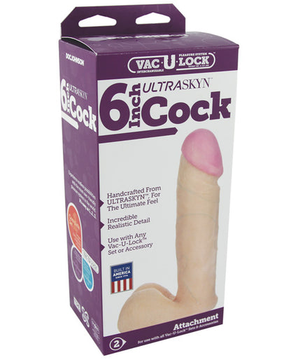 Vac-U-Lock 6" Ultraskyn Cock &amp; Balls Attch. - White