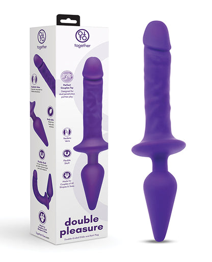 Together Double Pleasure 11"  Double-Ended Dildo &amp; Butt Plug - Purple