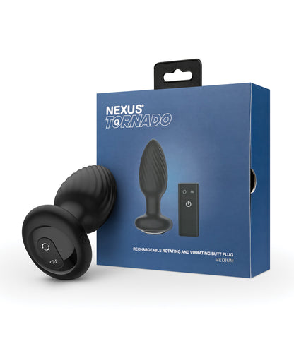 Nexus Tornado Rotating &amp; Vibrating Medium Butt Plug w/Remote - Black