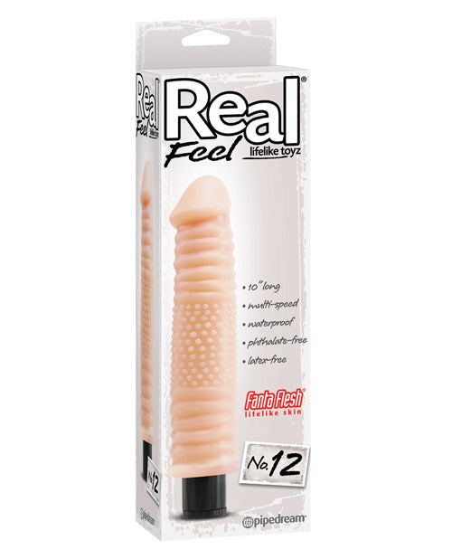 Real Feel No. 12 Long 10" Vibe Waterproof - Mutli-speed Flesh