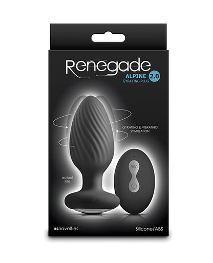 Renegade Alpine 2.0 Gyrating &amp; Vibrating Butt Plug w/Remote - Black