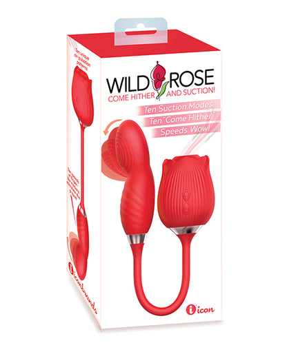 Wild Rose Suction &amp; Come Hither Vibrator - Red