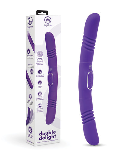 Together Double Delight Double-Ended Vibrating &amp; Thrusting Vibrator - Purple