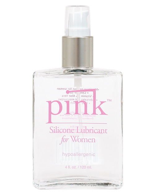 Pink Silicone Lube - 4 oz Glass Bottle