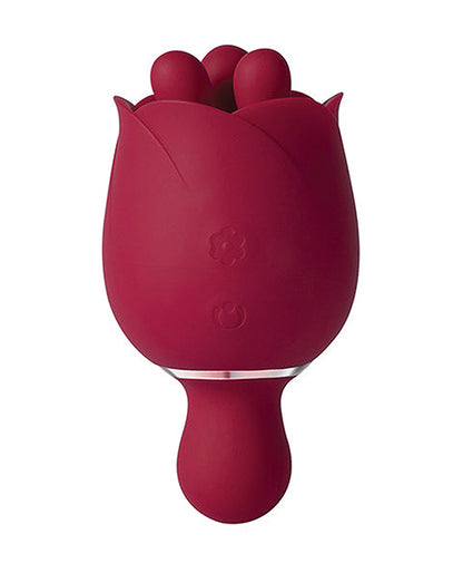 Rosewyn Rotating Rose Toy Vibrator &amp; Pinpoint Stimulator - Red