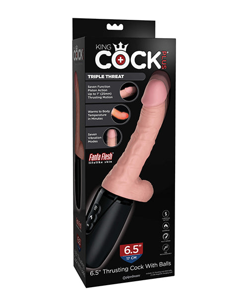 King Cock Plus Thrusting, Warming &amp; Vibrating  6.5" Triple Threat Dong