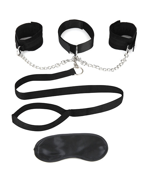 Lux Fetish Collar Cuffs &amp; Leash Set - Removable