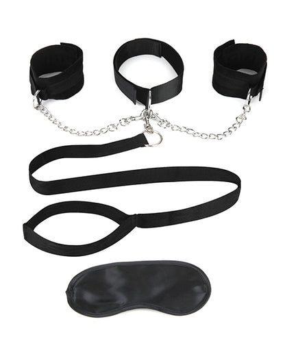 Lux Fetish Collar Cuffs &amp; Leash Set - Removable