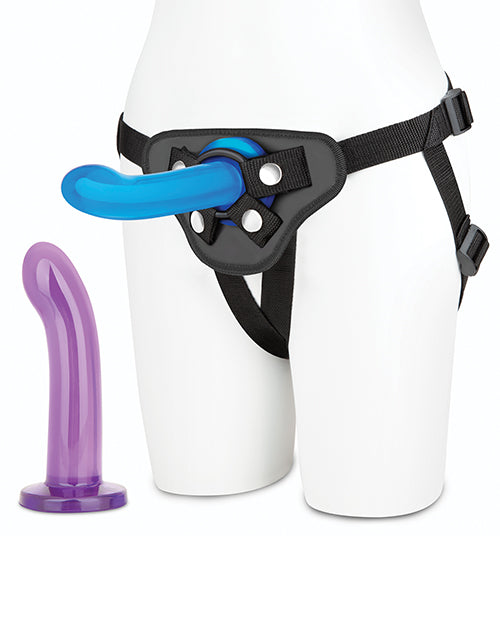 Lux Fetish 3 pc Beginners Strap On &amp; Pegging Set - Multi Color