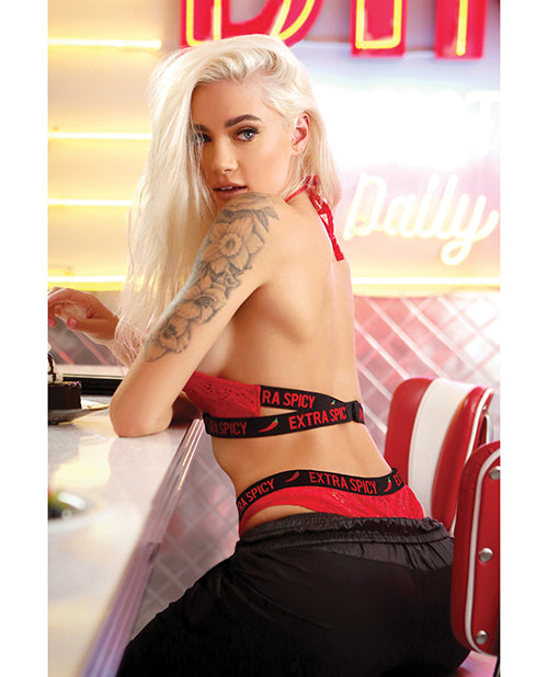 Vibes Extra Spicy Halter Bralette &amp; Cheeky Panty Chili Red