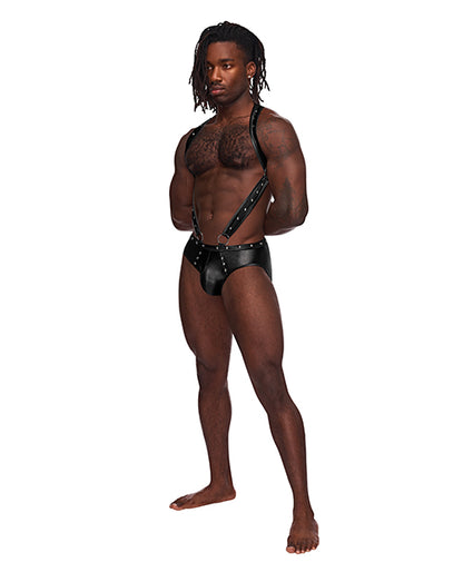 Fetish Uranus Nylon Spandex Moonshine Harness Brief Black