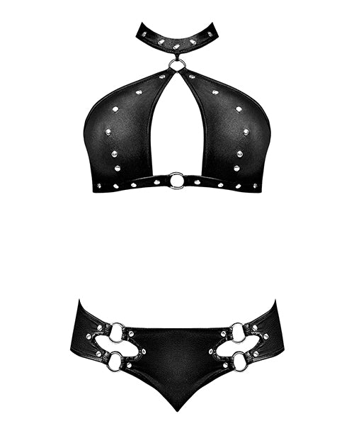 Lust Juno Top W/velcro Choker Neck &amp; Mini Short Black