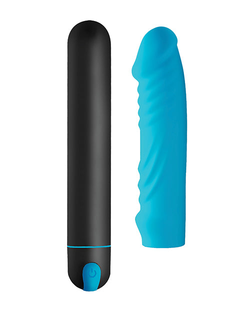 Bang! XL Bullet &amp; Ribbed Silicone Sleeve - Blue