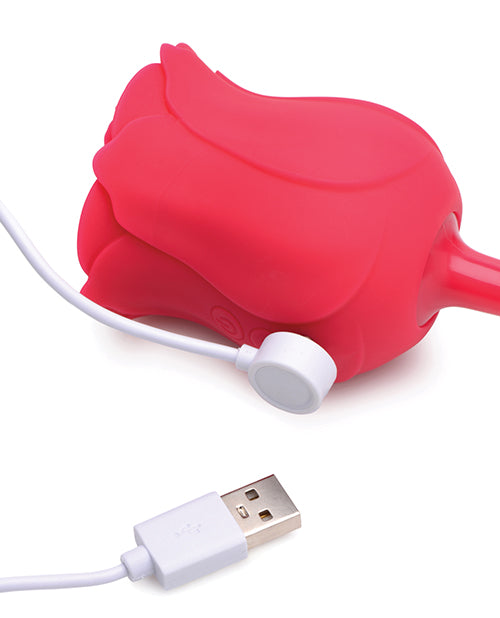 Inmi Bloomgasm Rose Buzz Dual Ended 5X Air Clit Stimulator &amp; 7X Vibrator - Red