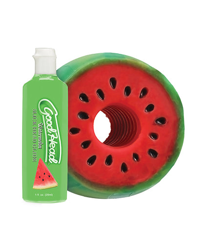 GoodHead Watermelon Blowjob Set Includes Stroker &amp; Slick Head Glide - 1 oz Bottle Watermelon