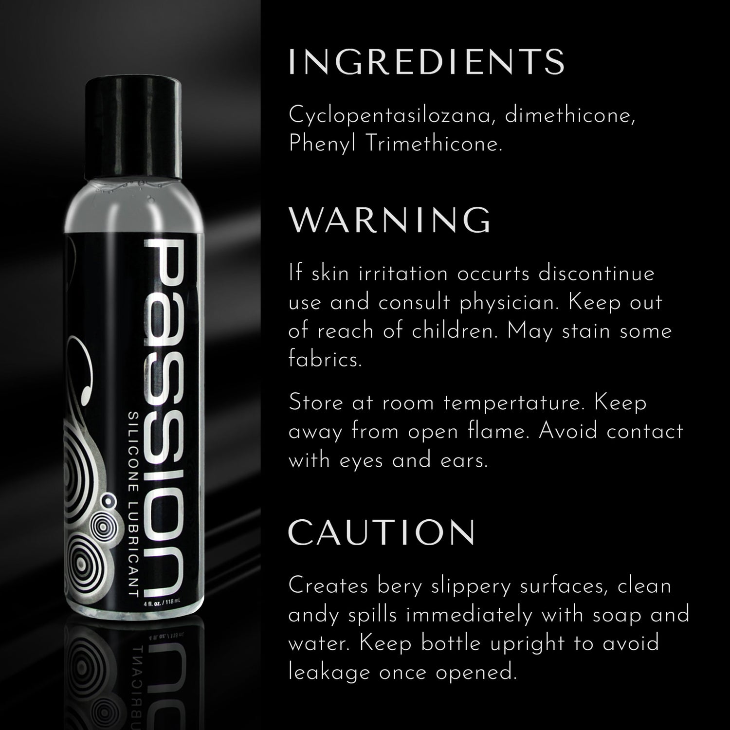 Passion Premium Silicone Lubricant - Oz