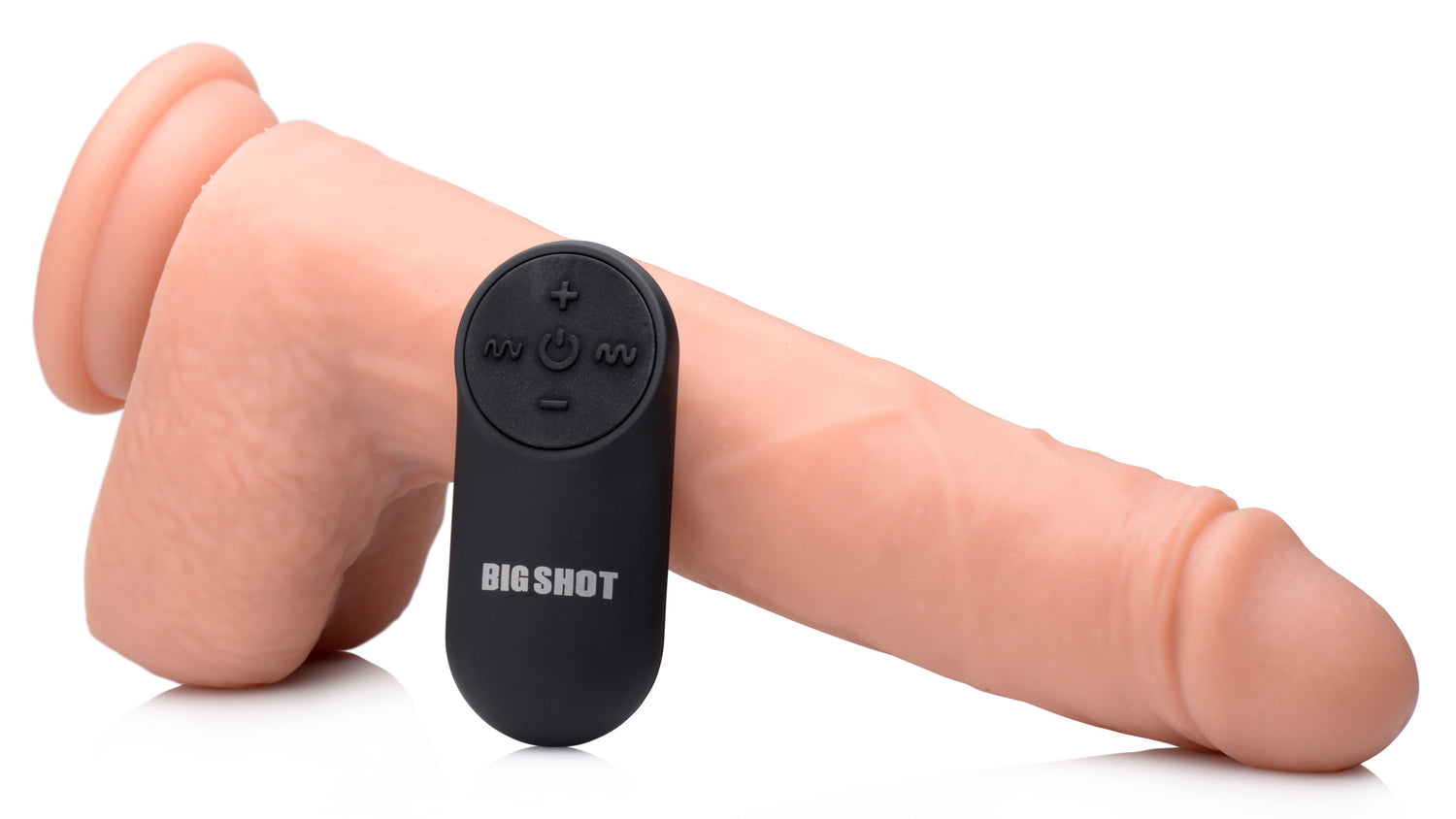 Vibrating &amp; Thrusting Remote Control Silicone Dildo