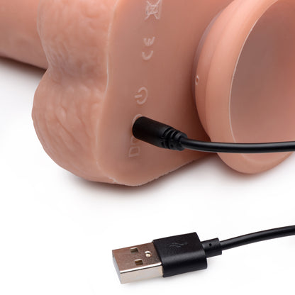 Vibrating &amp; Thrusting Remote Control Silicone Dildo