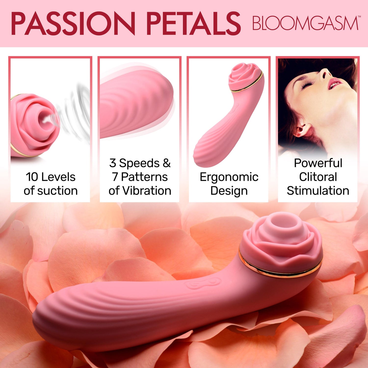 Passion Petals 10x Silicone Suction Rose Vibrator