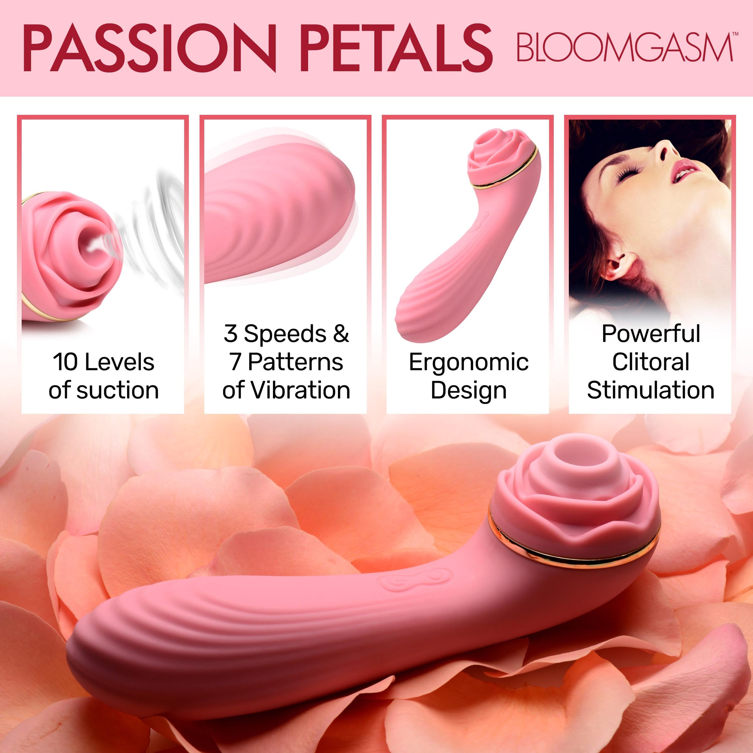 Passion Petals 10x Silicone Suction Rose Vibrator