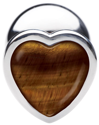 Authentic Tigers Eye Gemstone Heart Anal Plug