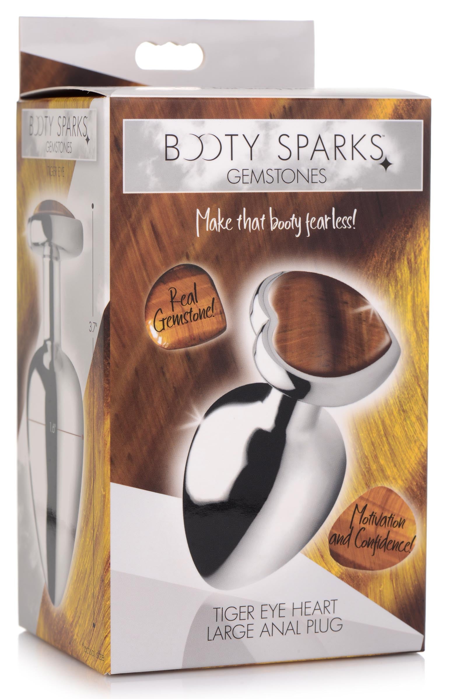 Authentic Tigers Eye Gemstone Heart Anal Plug