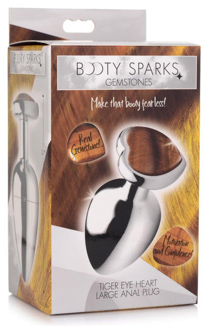 Authentic Tigers Eye Gemstone Heart Anal Plug