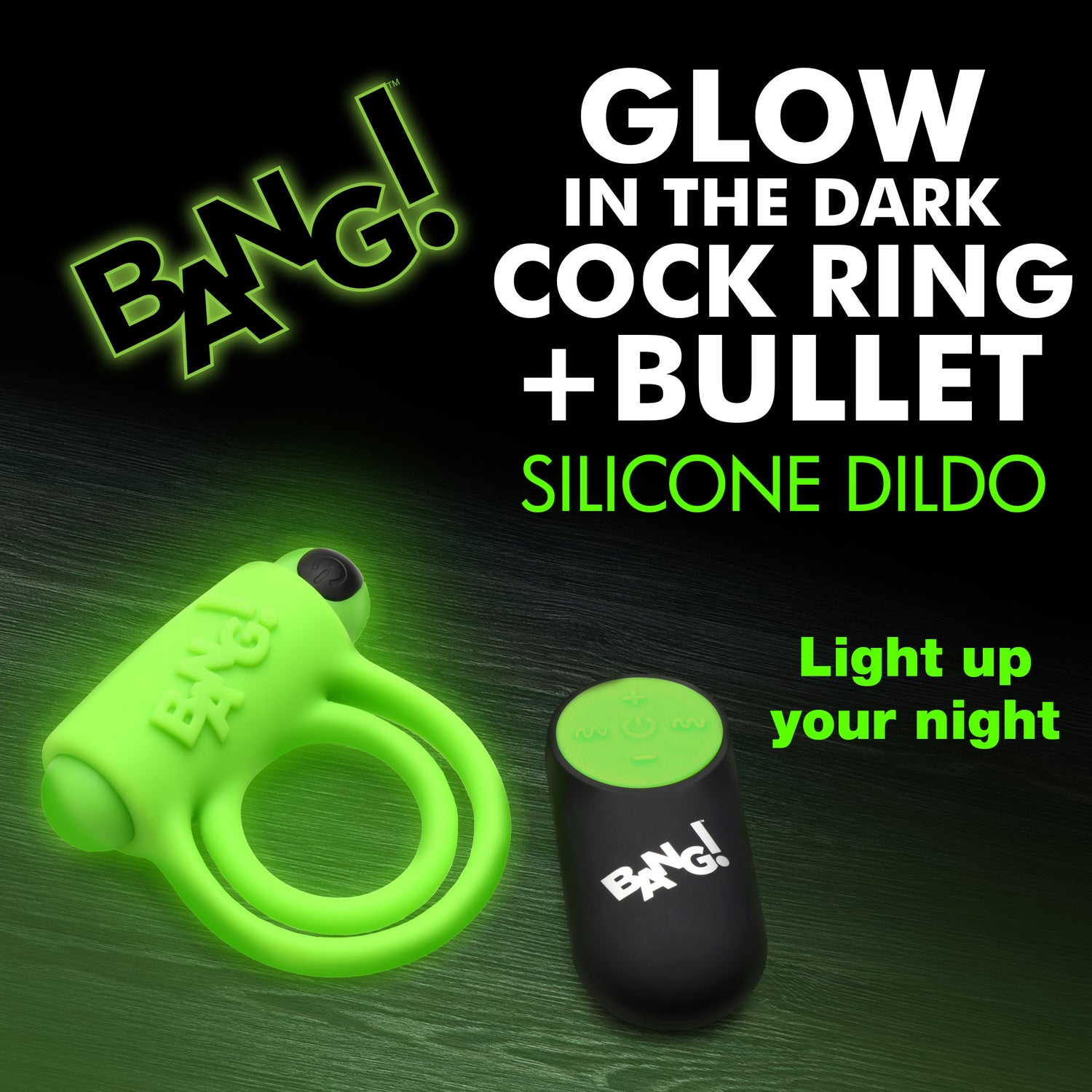 Glow-in-the-dark Silicone Vibrating Cock Ring