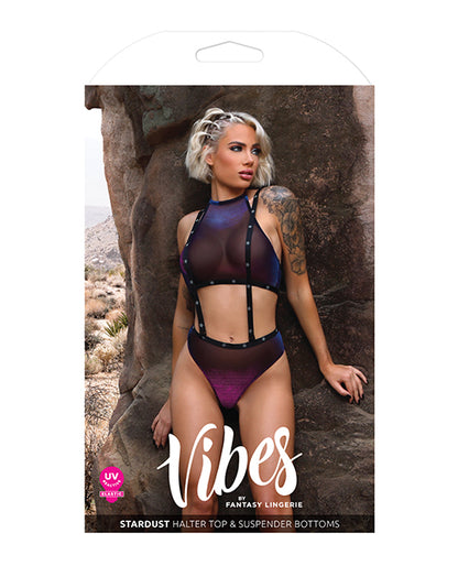 Vibes Stardust Halter Top &amp; Suspender Bottoms Black