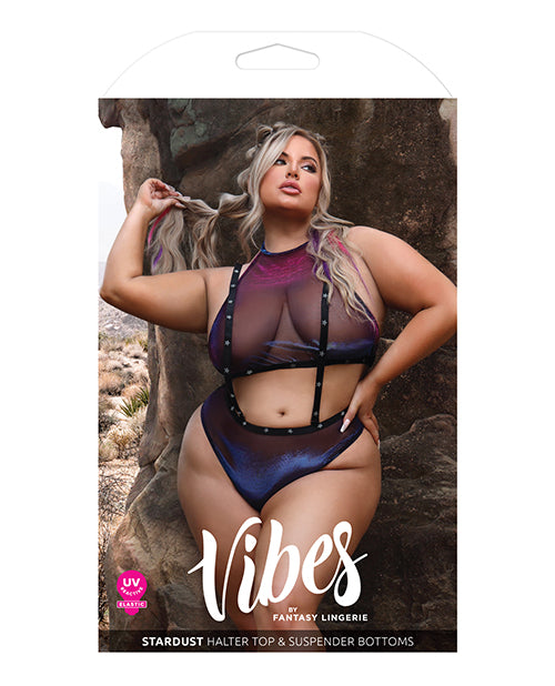 Vibes Stardust Halter Top &amp; Suspender Bottoms Black