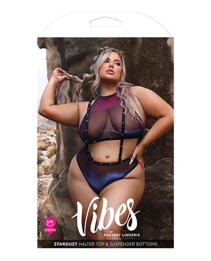 Vibes Stardust Halter Top &amp; Suspender Bottoms Black