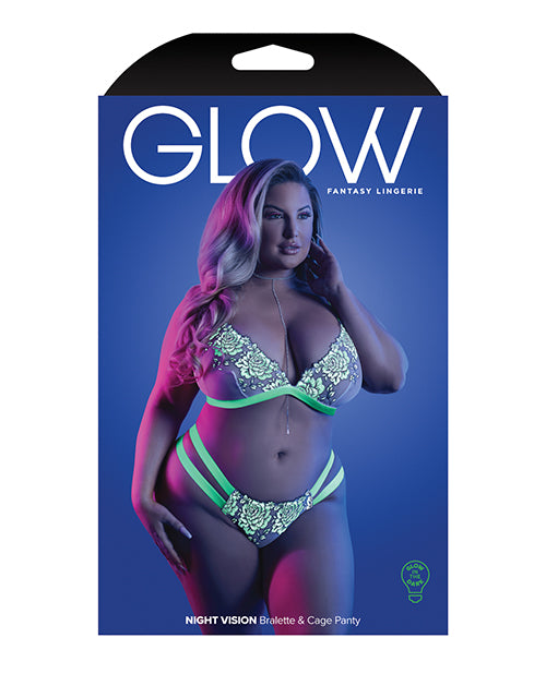 Glow Night Vision Glow In The Dark Bralette &amp; Cage Panty