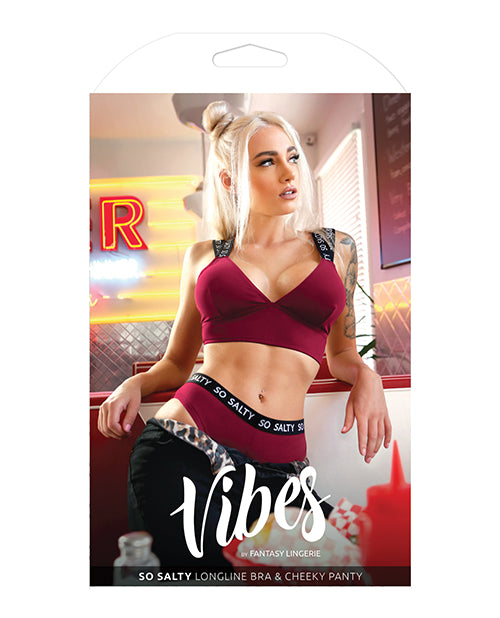 Vibes So Salty Long Line Bra &amp; Cheeky Panty Berry Bliss