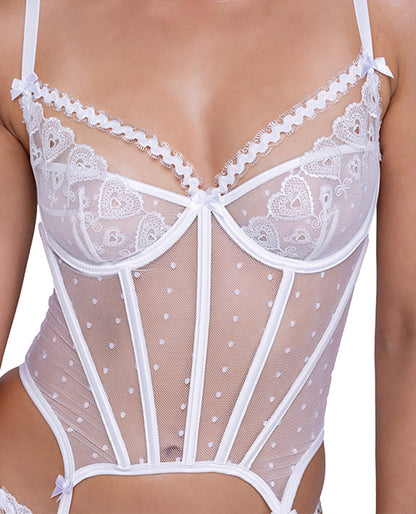 Forever Yours Embroidered Bustier &amp; Thong White